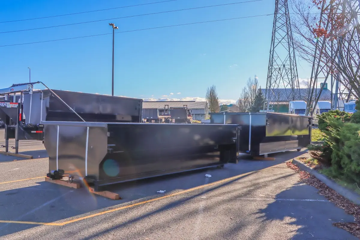 Roll-off dumpster ready for waste disposal at job site for 6 Yard Dumpster Rental in Peoria